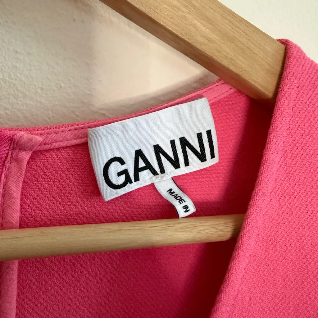 Ganni  Stretch Suiting V-Neck Mini Dress - Image 7