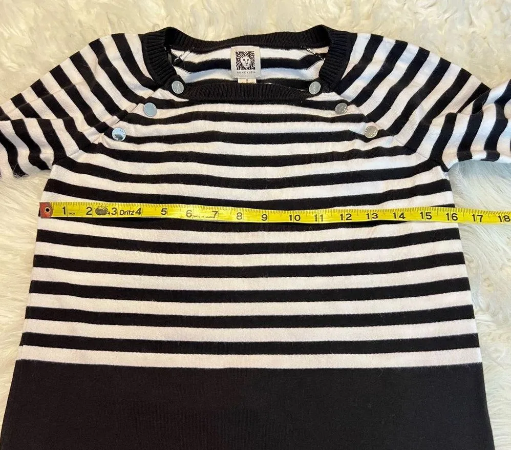 Anne Klein Striped Color Block Sweater Top Women’s Size Small Snap Detail Soft - Image 6