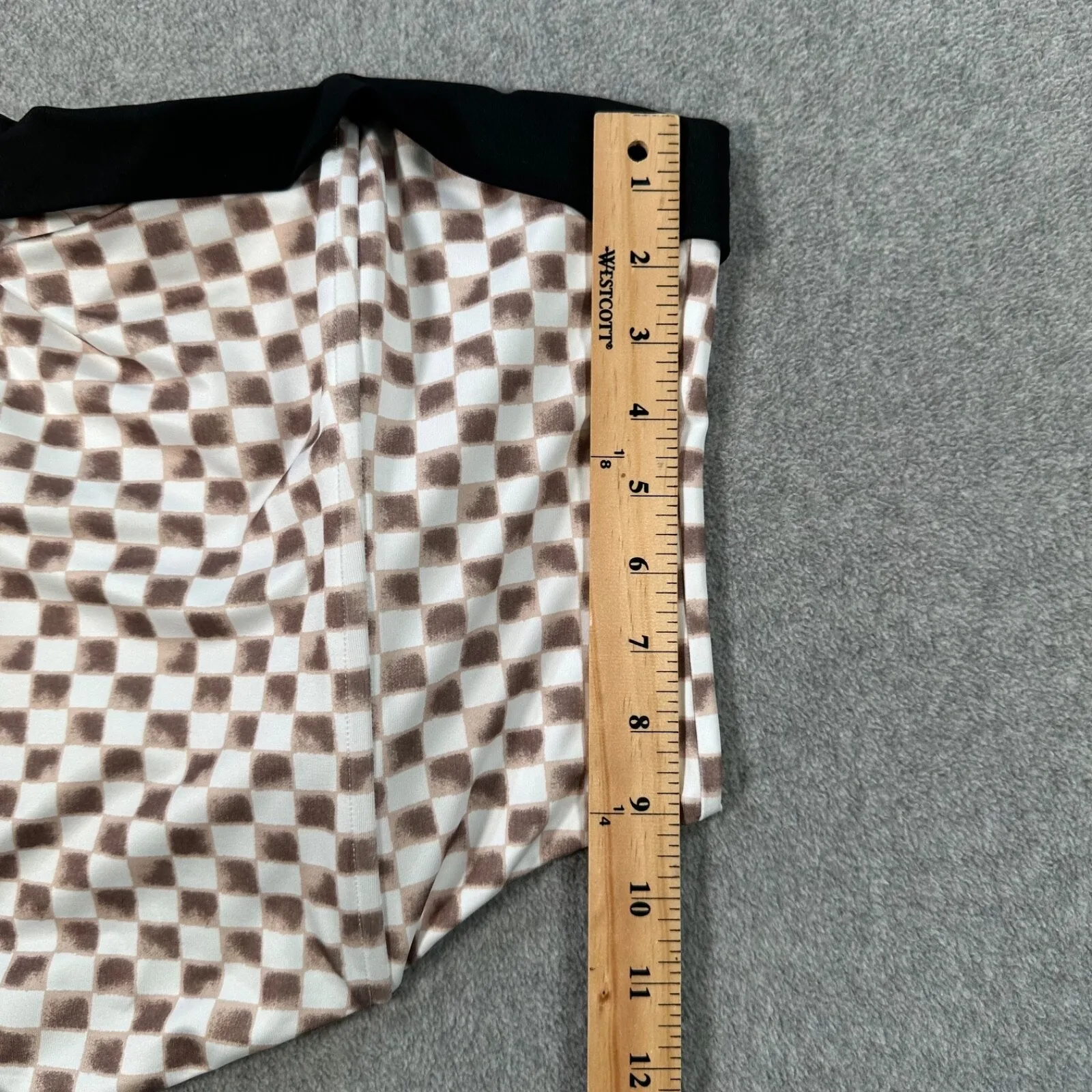 Princess Polly Cazale Strapless Corset Top Brown Check Size 10 New Zipper Crop - Image 3