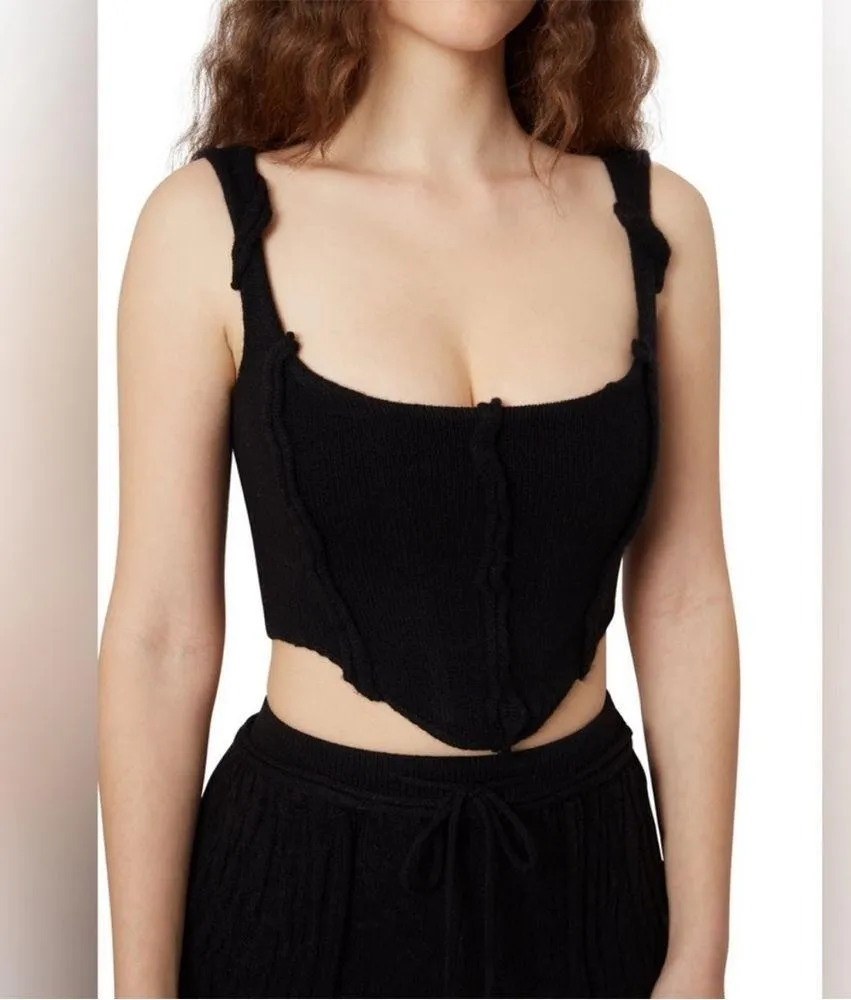 NWOT Guizio open seam black knit corset - Image 2