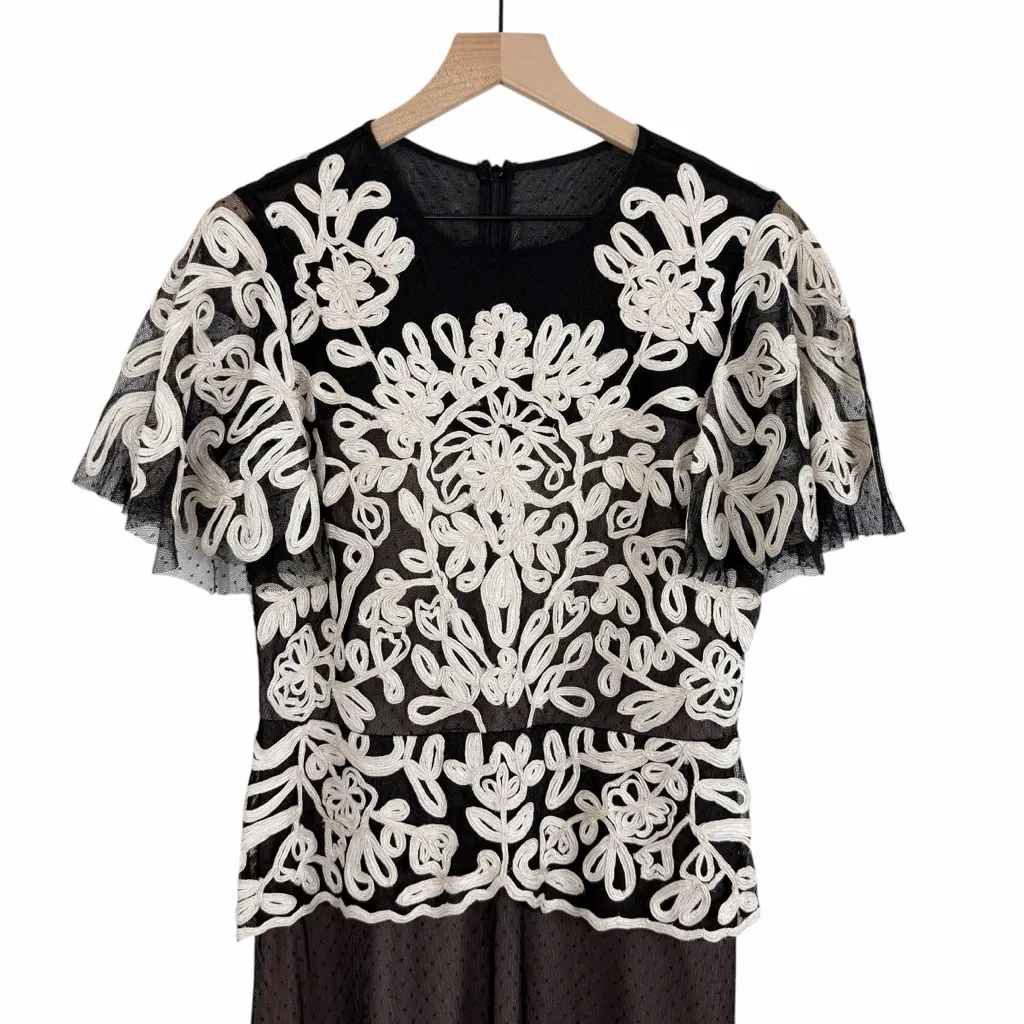 JS Collections Soutache D’Esprit A-Line Gown Size 10 NWT Embroidered Swiss Dot - Image 4