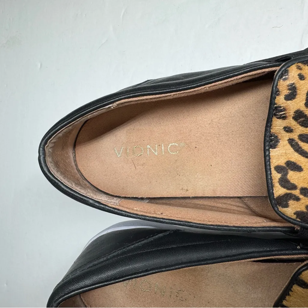 Vionic Demetra Leopard Slip-On Sneakers Women's 12 Black Brown Faux Fur Leather - Image 9