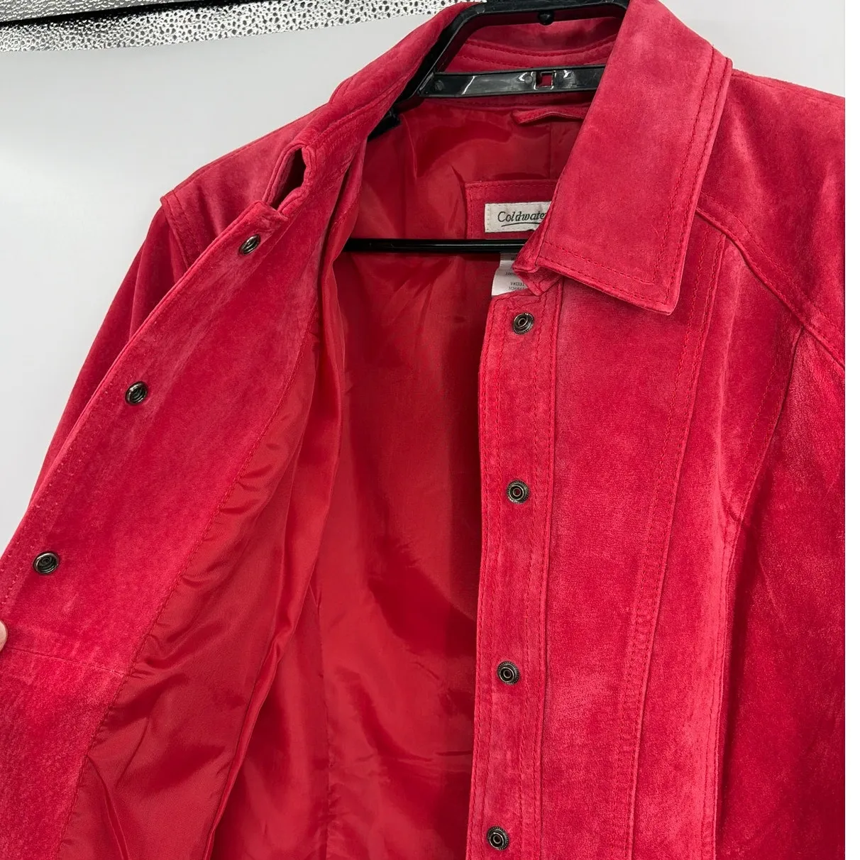 Coldwater Creek Suede Jacket Sz M Red Y2K BOho Western Snaps Academia Festival - Image 8