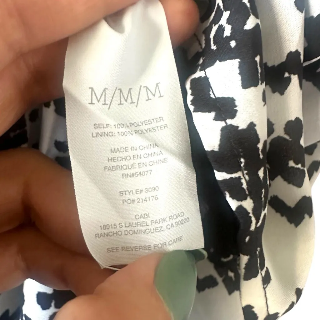 CAbi Black White Houndstooth Sleeveless Blouse Career Work Top Medium - Image 5