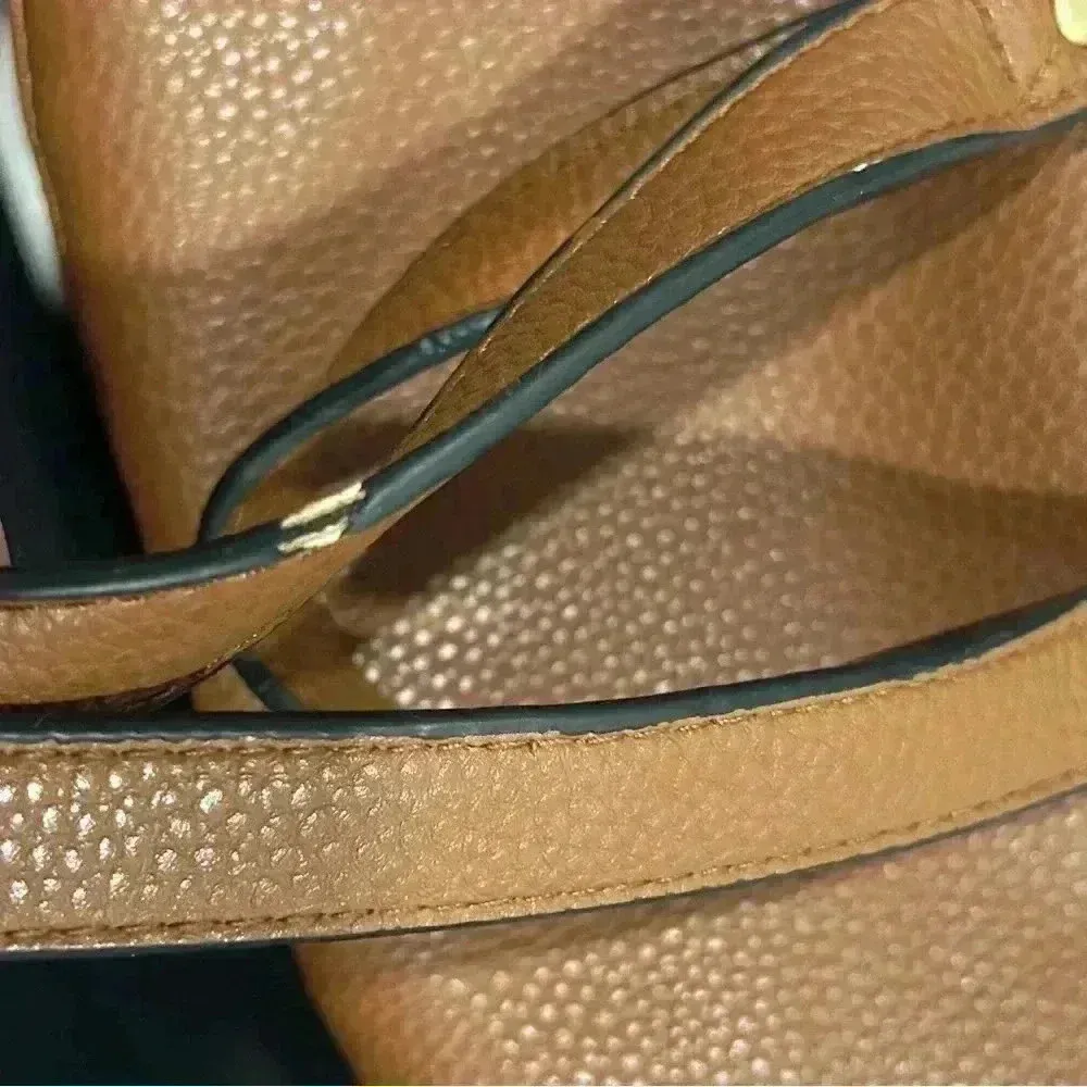 Brown Faux Leather Mini Bucket Bag Fabric Lined Backpack Purse Satchel 9.5x11.5” - Image 9