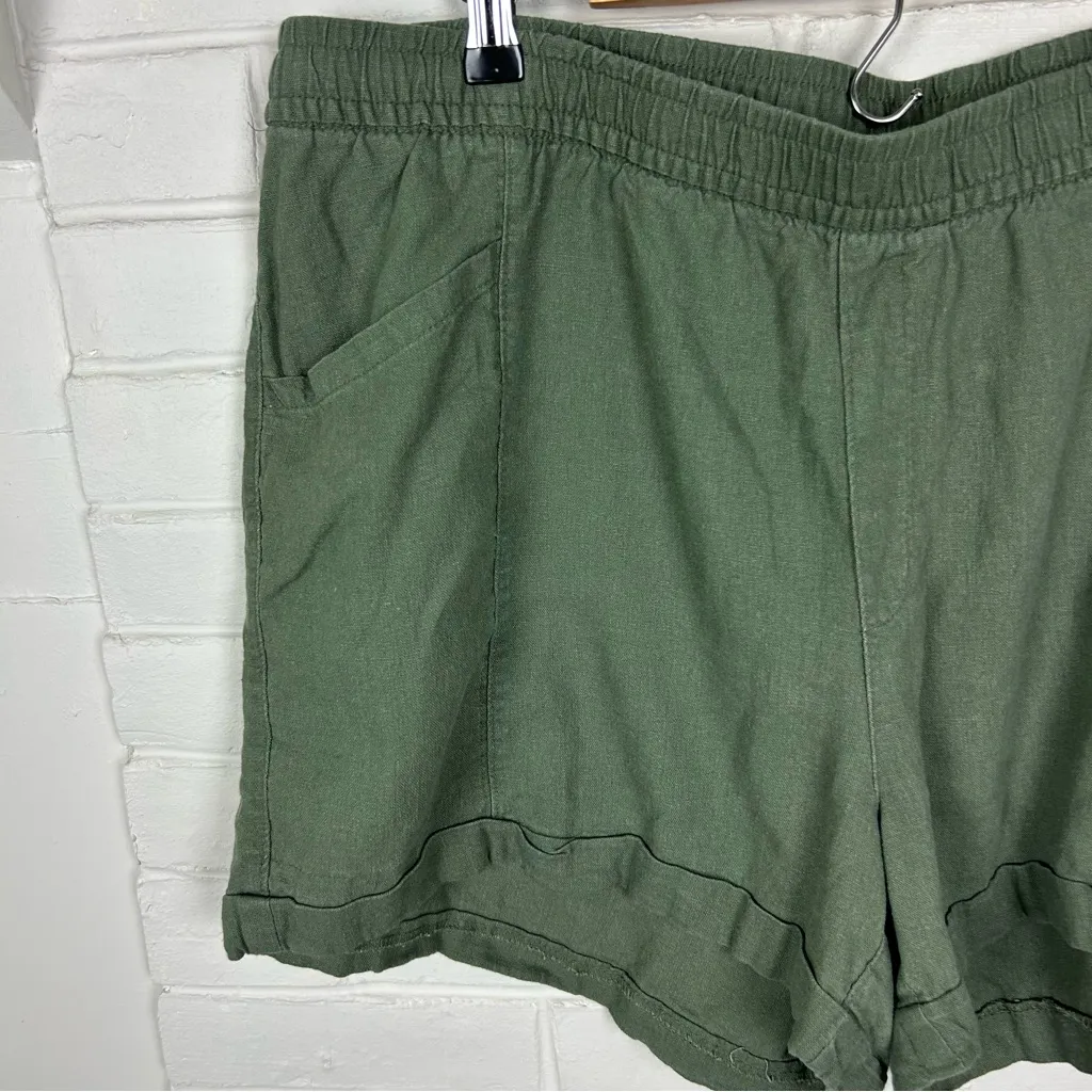 Old Navy Green Linen Blend Relaxed Pull On Shorts Size XL - Image 5
