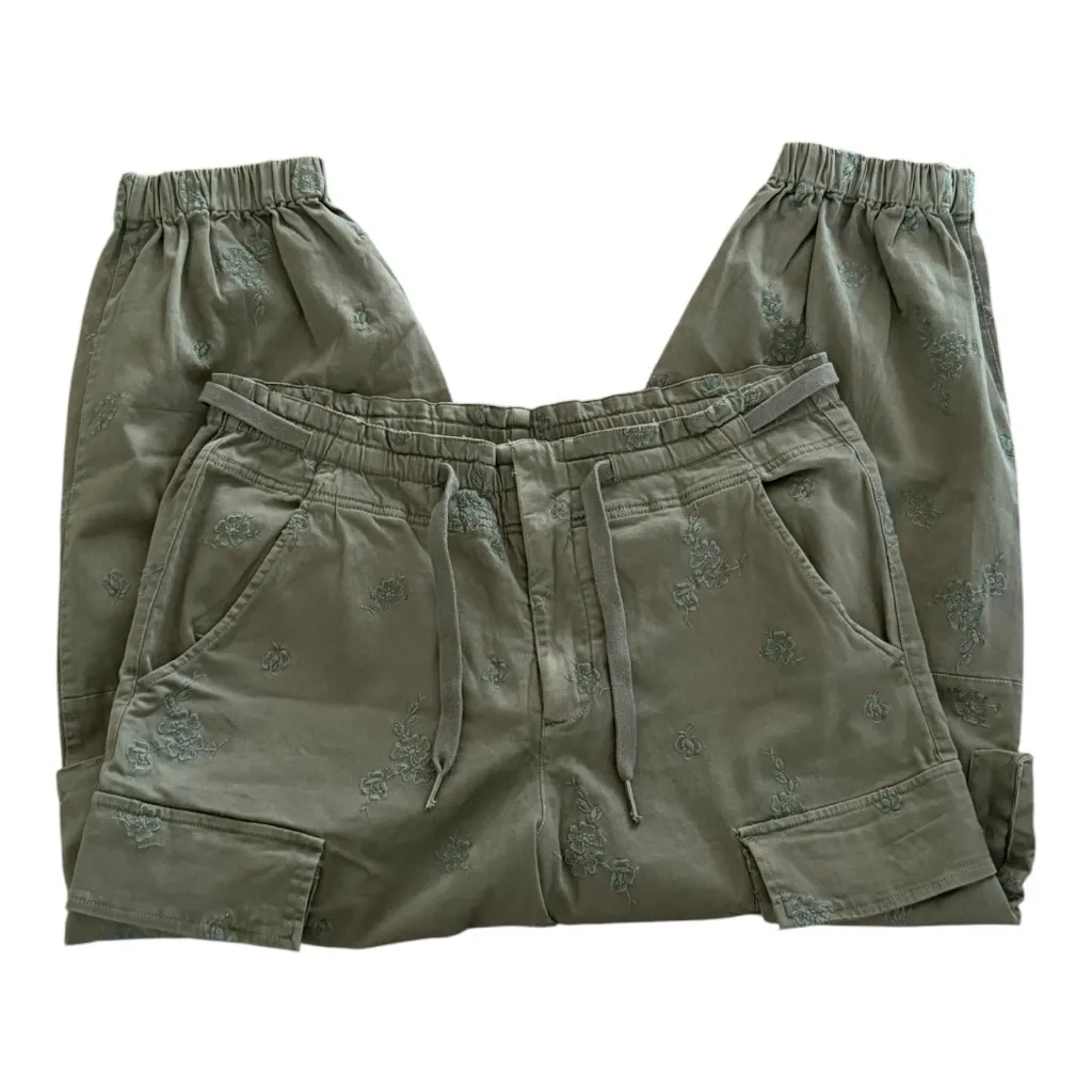 ANTHROPOLOGIE Pilcro Ditsy Embroidered Cargo Pants Basil Green Size L NEW - Image 6