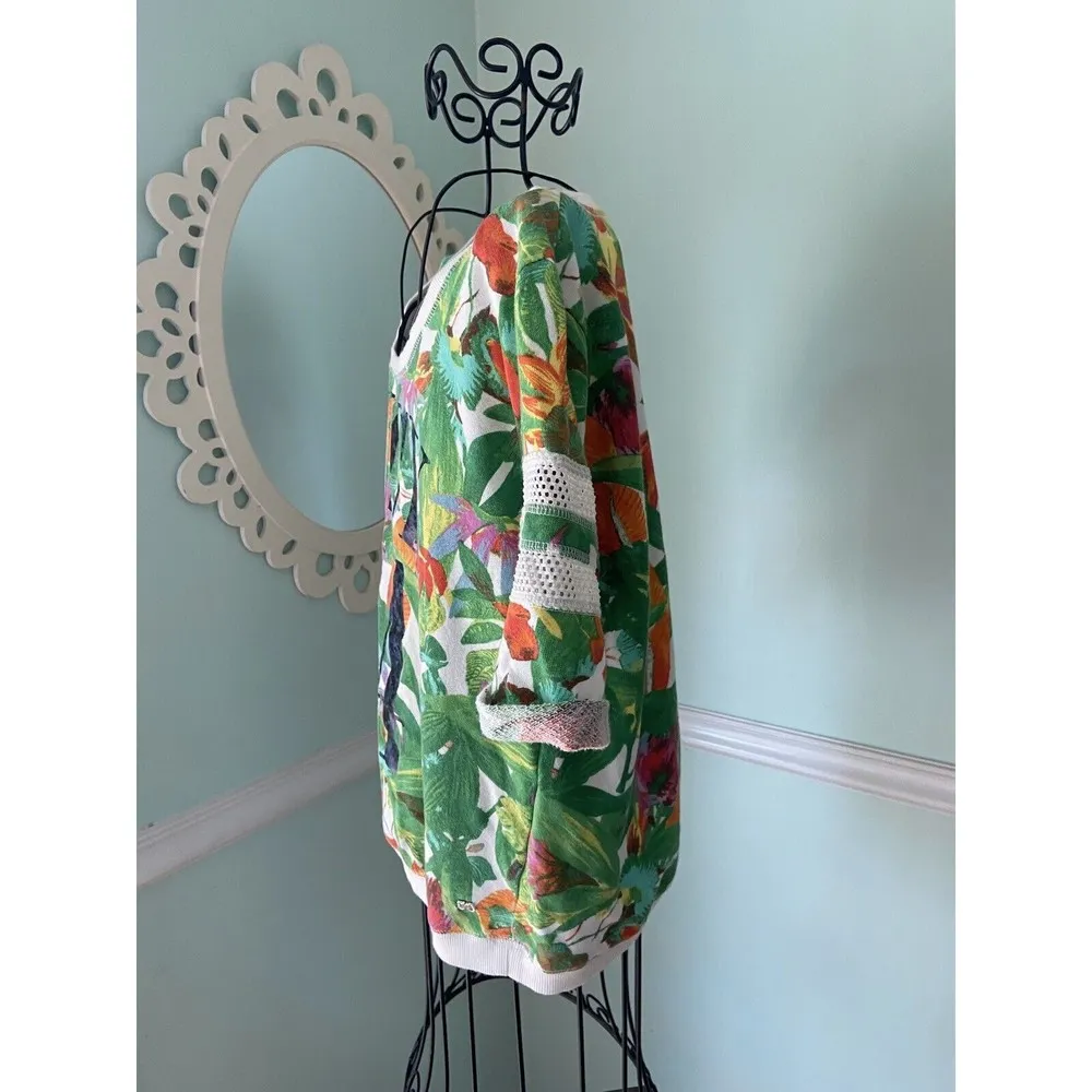 Juicy Couture Hawaiian Floral Top S Short Sleeve Juicy 74 Size Small Crop Top - Image 3