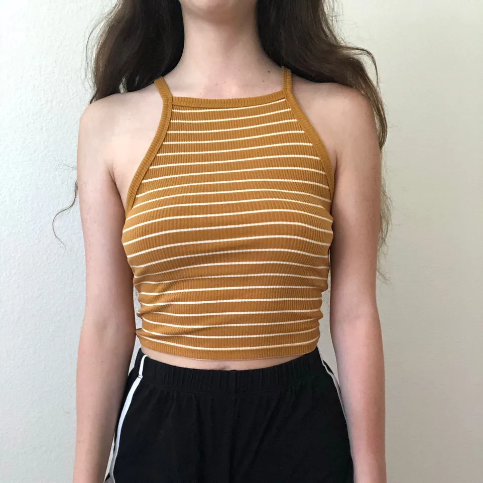 yellow and white striped cami tank top - Image 2