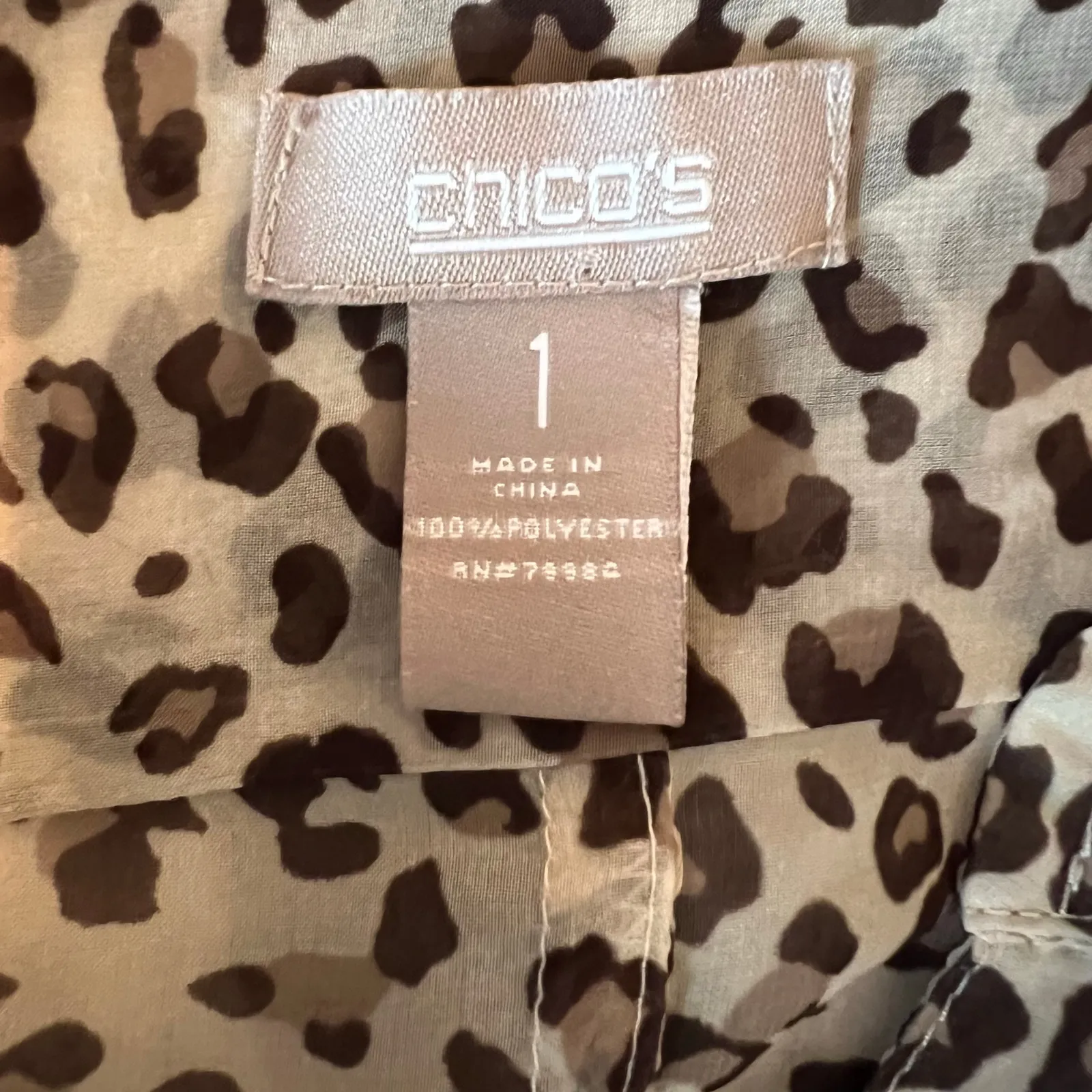 Chico's animal print semi-sheer button front blouse Size Medium - Image 6