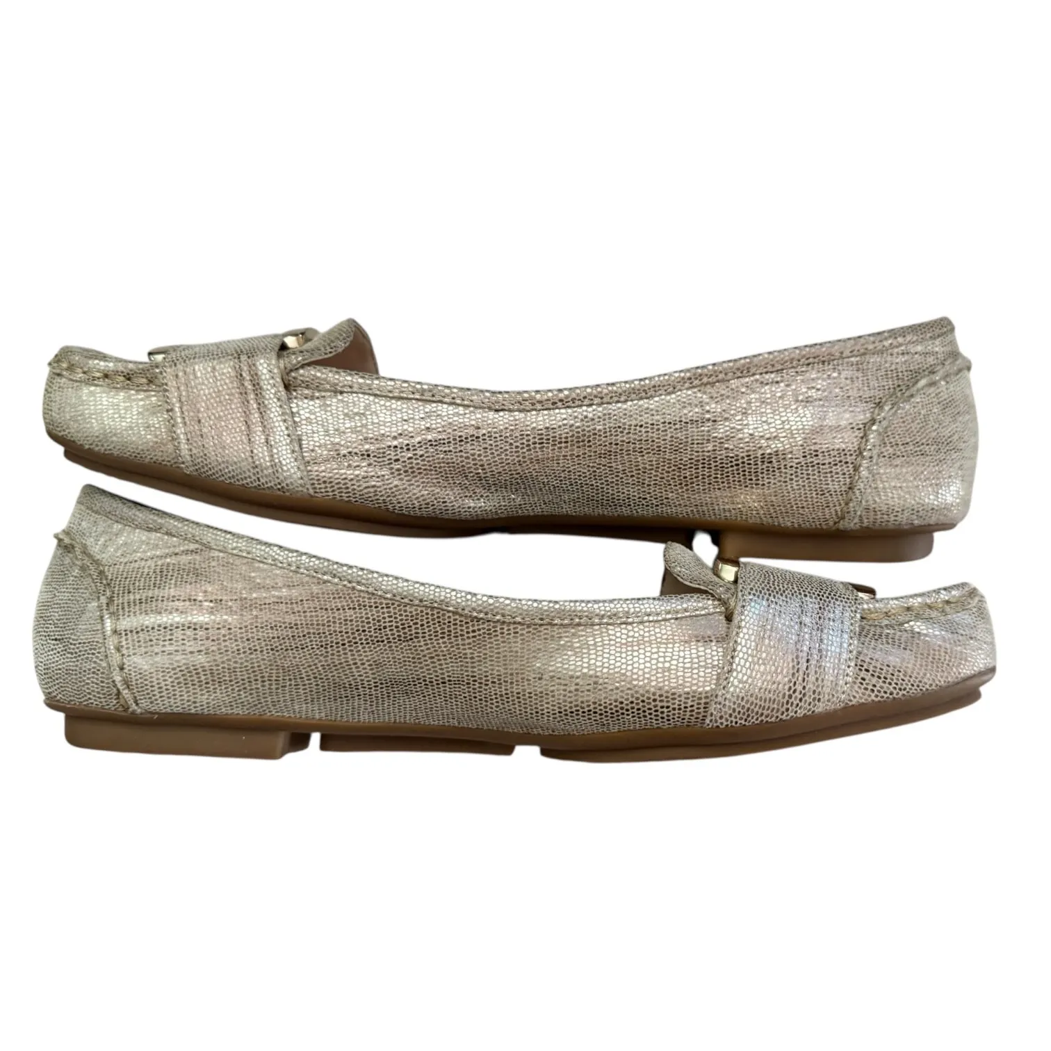 Calvin Klein Slip On Gold Monet Faux Lizard Flats Size 8.5 - Image 7