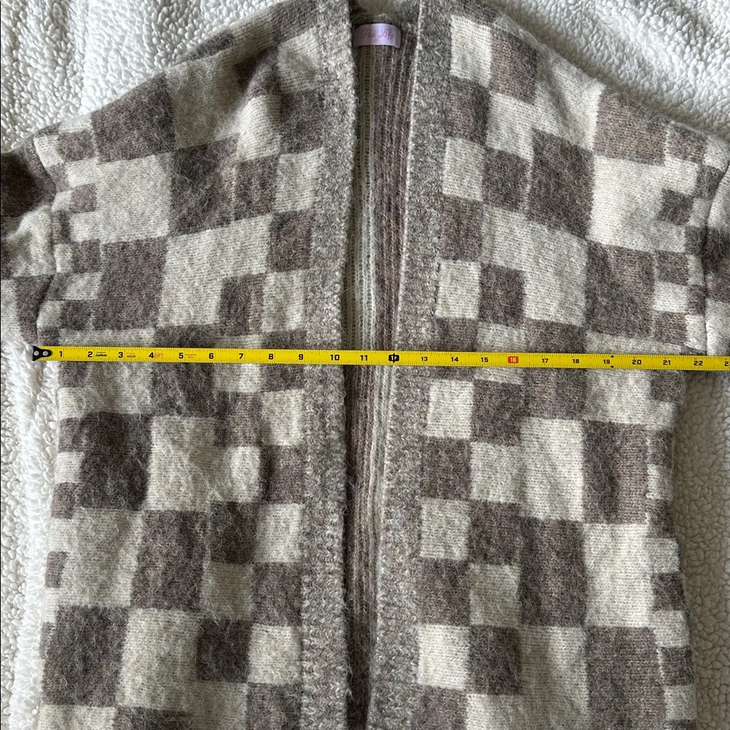 Pink Lily Sweater Cardigan Size S Brown/Cream - Image 5