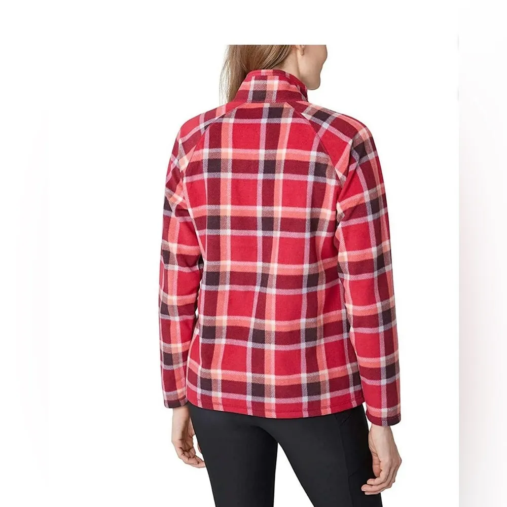 EDDIE BAUER Plaid Fleece Quarter Zip Sweatshirt - Image 2