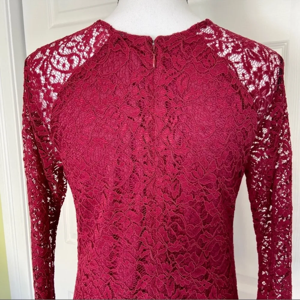 JESSICA SIMPSON Red Lace Dress 3/4 Sleeve Size 6 - Image 7