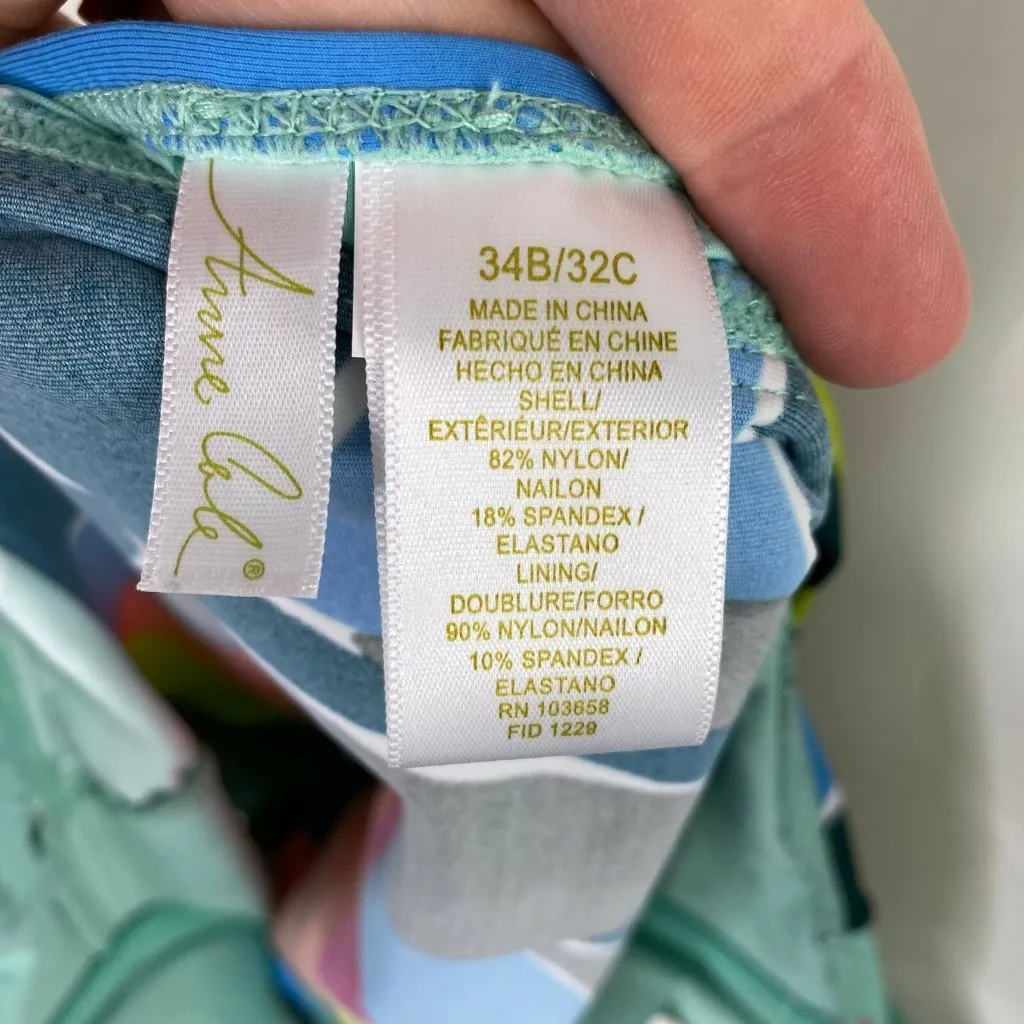 Anne Cole $74 Printed Twist Front Underwire Tankini Swim Top Size 34B/32C - Image 4