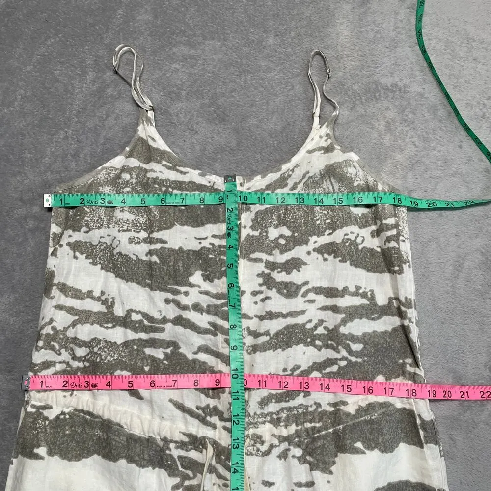 Enza Costa Jumpsuit Womens Large 3 Grey French Linen Drawstring Resort Vacation Gray - Image 6