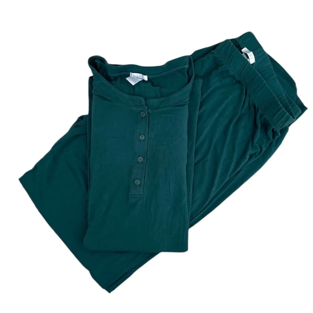 Lake Pajamas Dreamknit Henley Pajama Set in Juniper small Green - Image 3