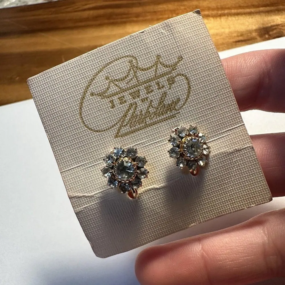 Jewels By Park Lane Gold Tone / Rhinestone Clip On Non Pierced Earrings NWT - Image 7