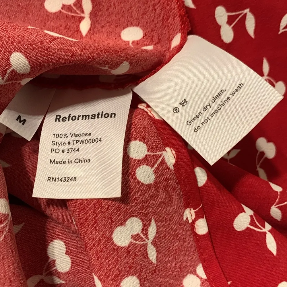 EUC Reformation red cherry print camisole - Image 5