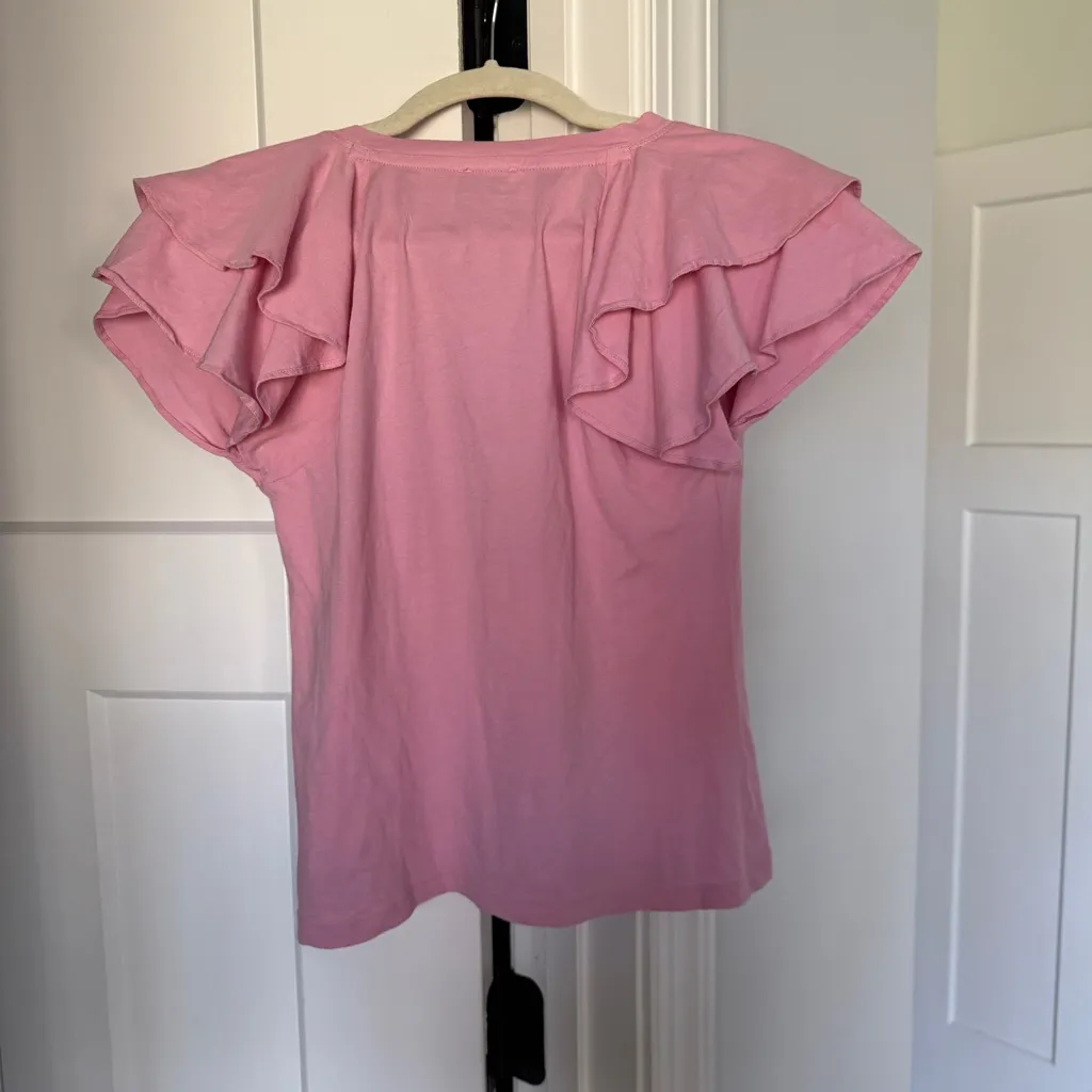 NWT Maeve Anthropologie Pink T-Shirt Ruffle Sleeve New - Image 6