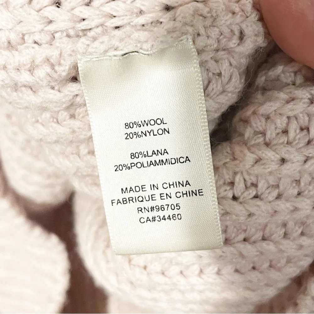 Rebecca Taylor Medium Cream Ruffle Neck Thick Open Knit Wool Sweater - Image 4