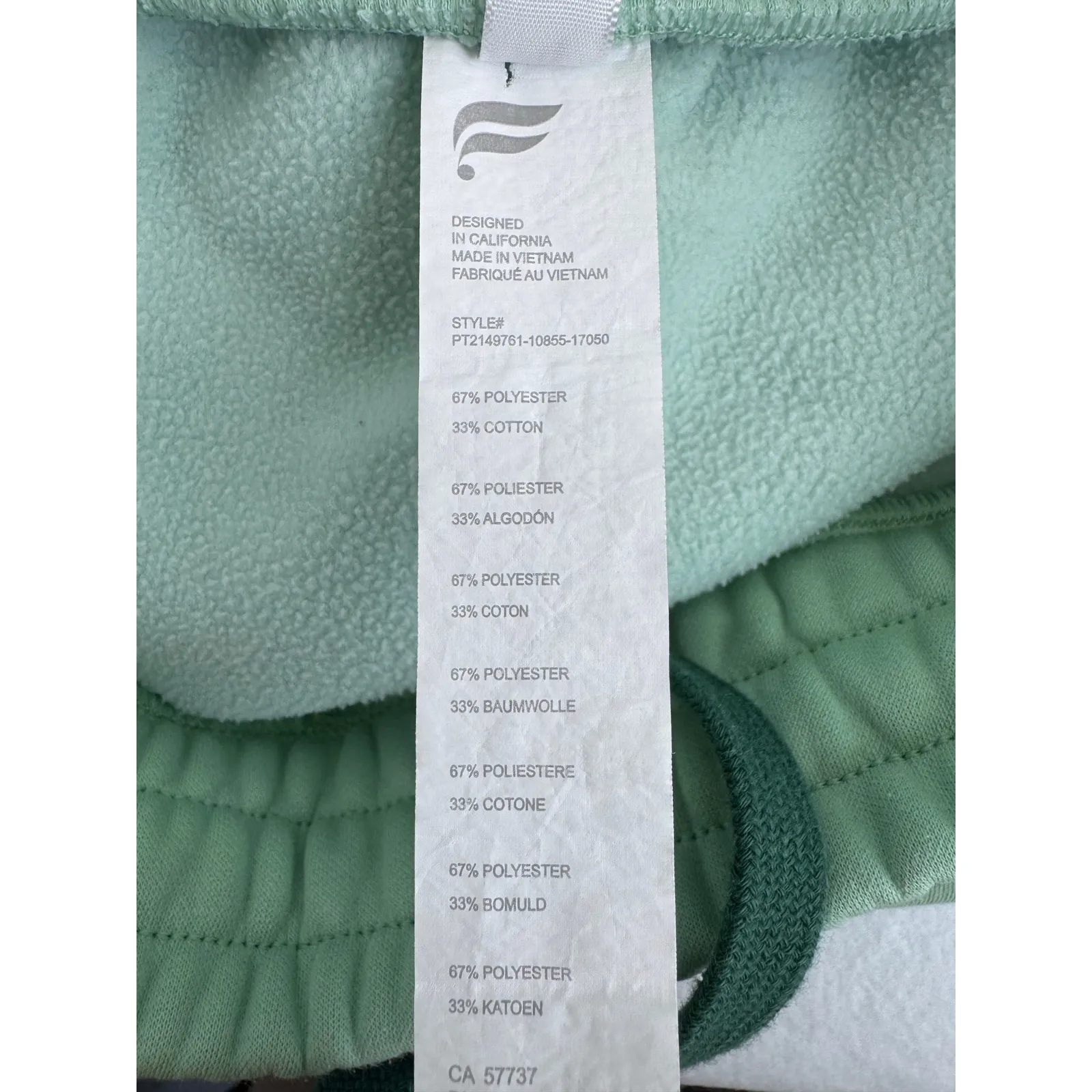 Fabletics Green Jogger Pants Large Women's Soft Fleece Sweatpants Drawstring - Image 4