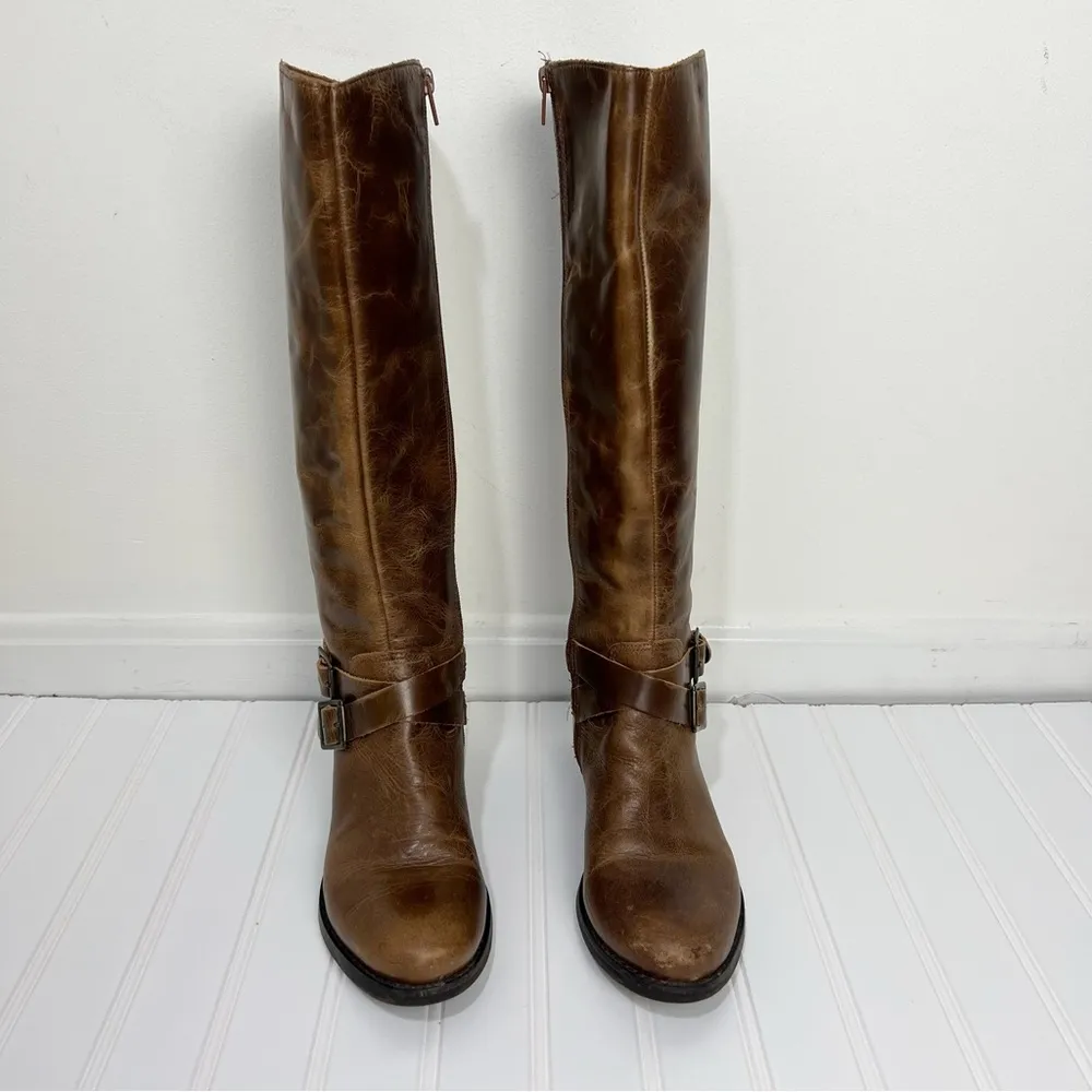 Matisse Britain Saddle Tall Riding Boots Size 6.5 in Distressed Brown Leather - Image 4