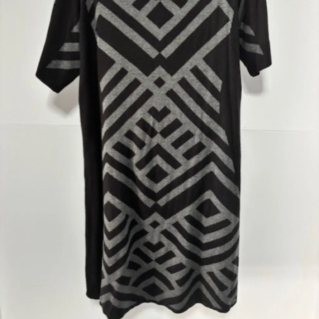 Gabby Skye Black Gray 2X Sweater Dress Sheath Geometric Short Sleeve Modern Muse - Image 4