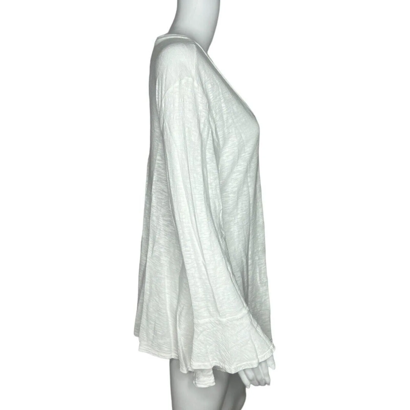 Cut Loose‎ Shirt Womens Medium White Bell Sleeve Neutral Bohemian Chic Lagenlook - Image 2