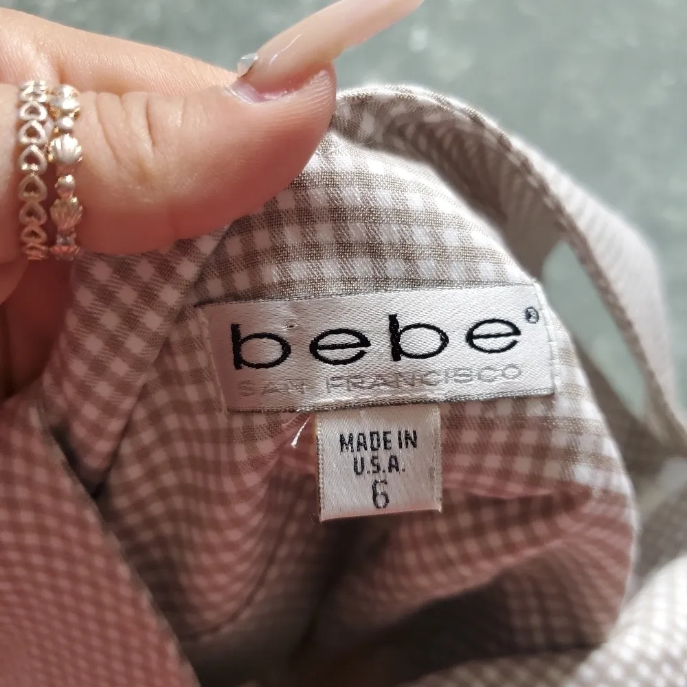 Bebe Gingham Green Sleeveless Fitted Dress - Image 6