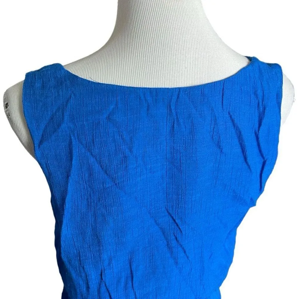 Womens AB Studio Cobalt Blue Embroidered Gauze Sleeveless Dress - Sz L - Image 3