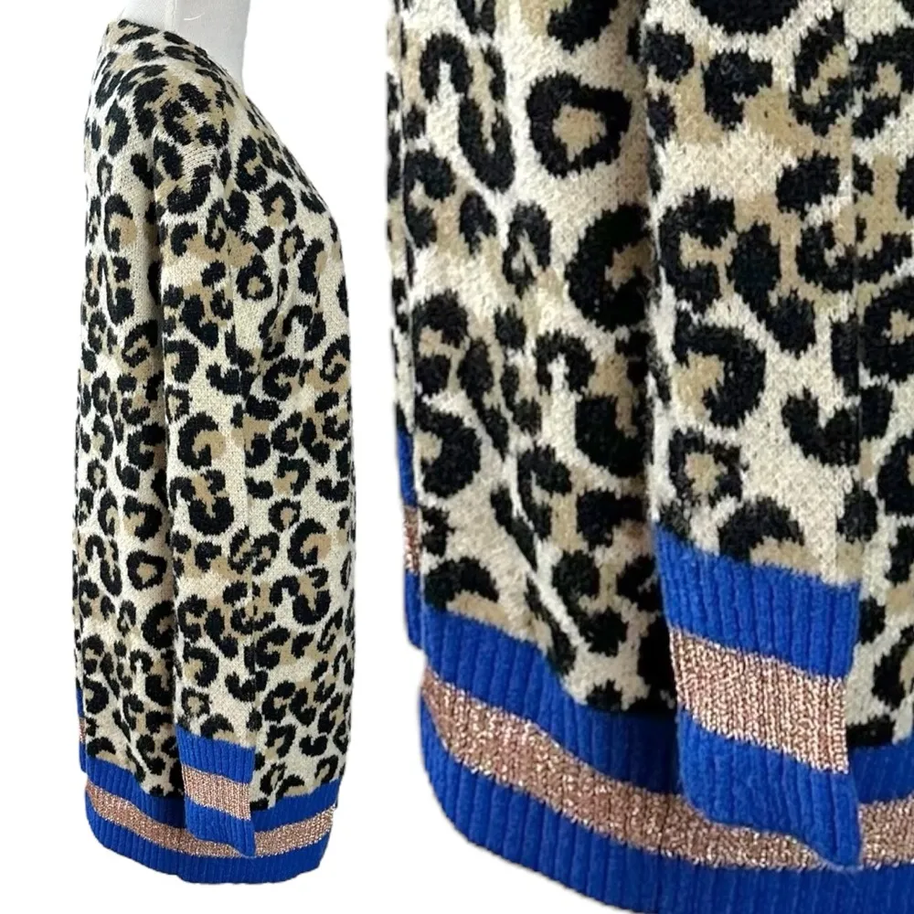 Revolve Central Park West Oversized Leopard Nio Chunky Knit Cardigan XS Striped - Image 6