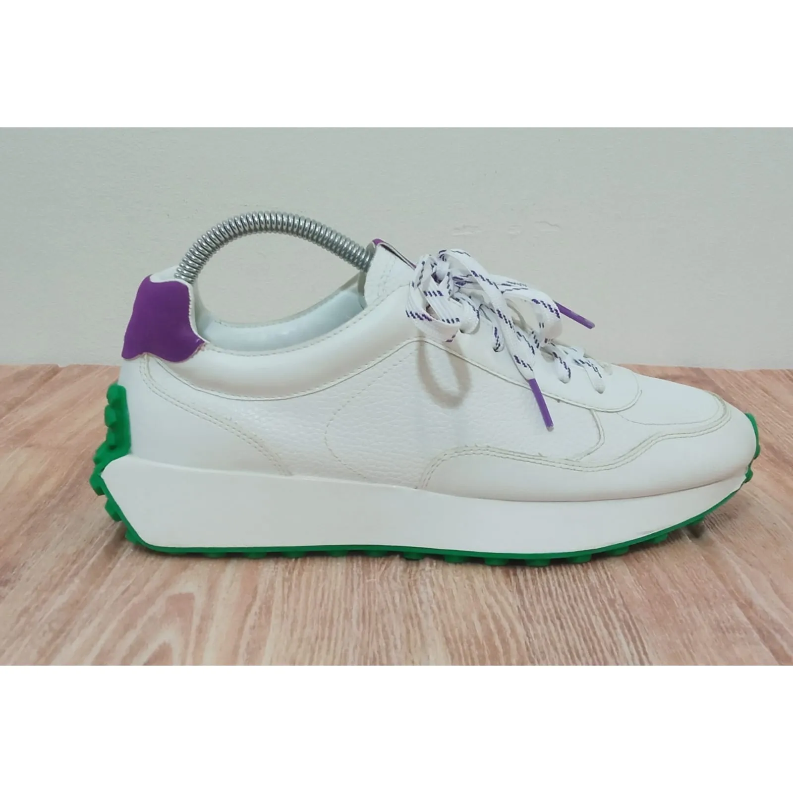 Zara Women's Sneakers Lace-Up Off White Purple Green Size EU 39 - Image 6