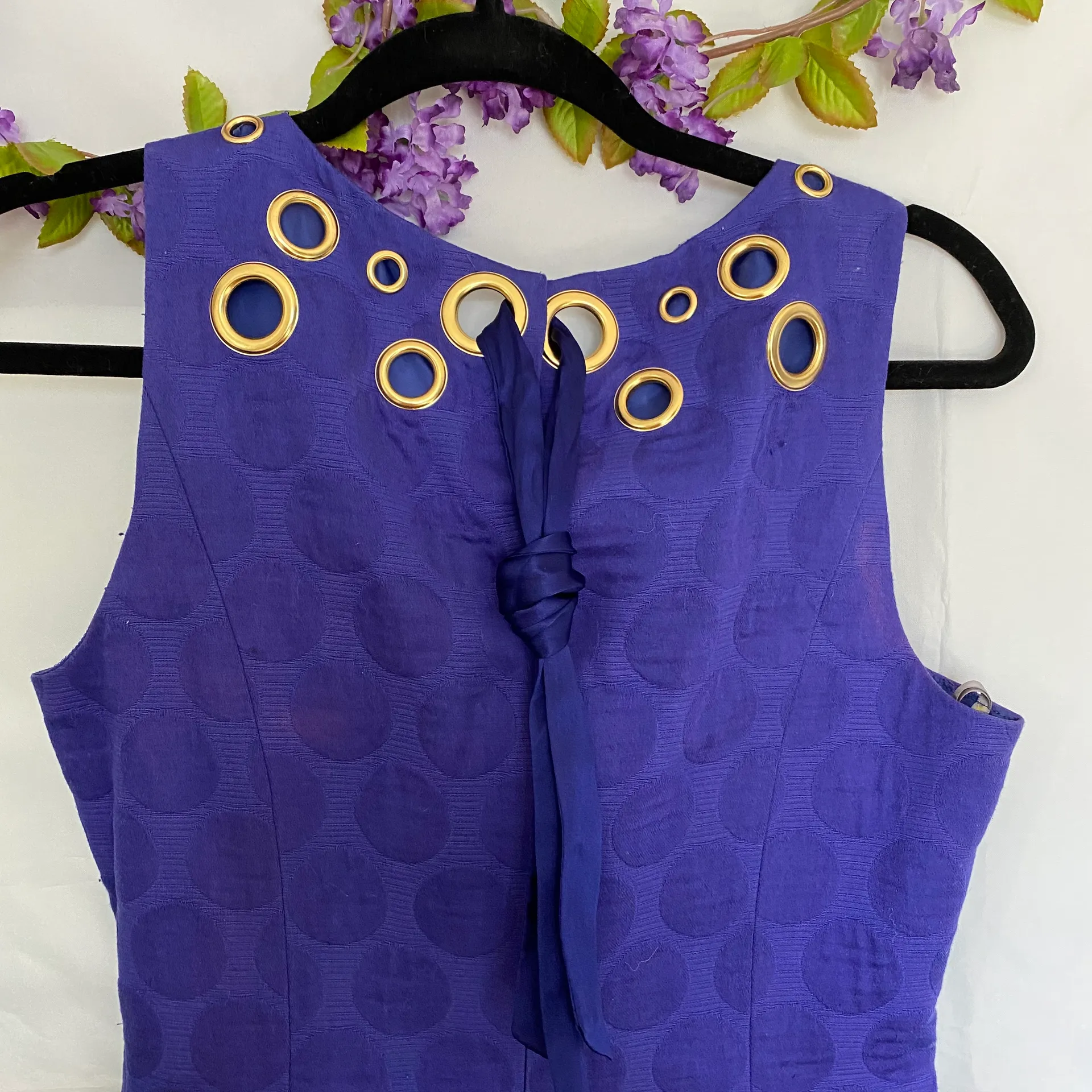 Just Taylor Purple Grommet Polka Dot Ribbon Sleeveless Dress Size 6 - Image 6