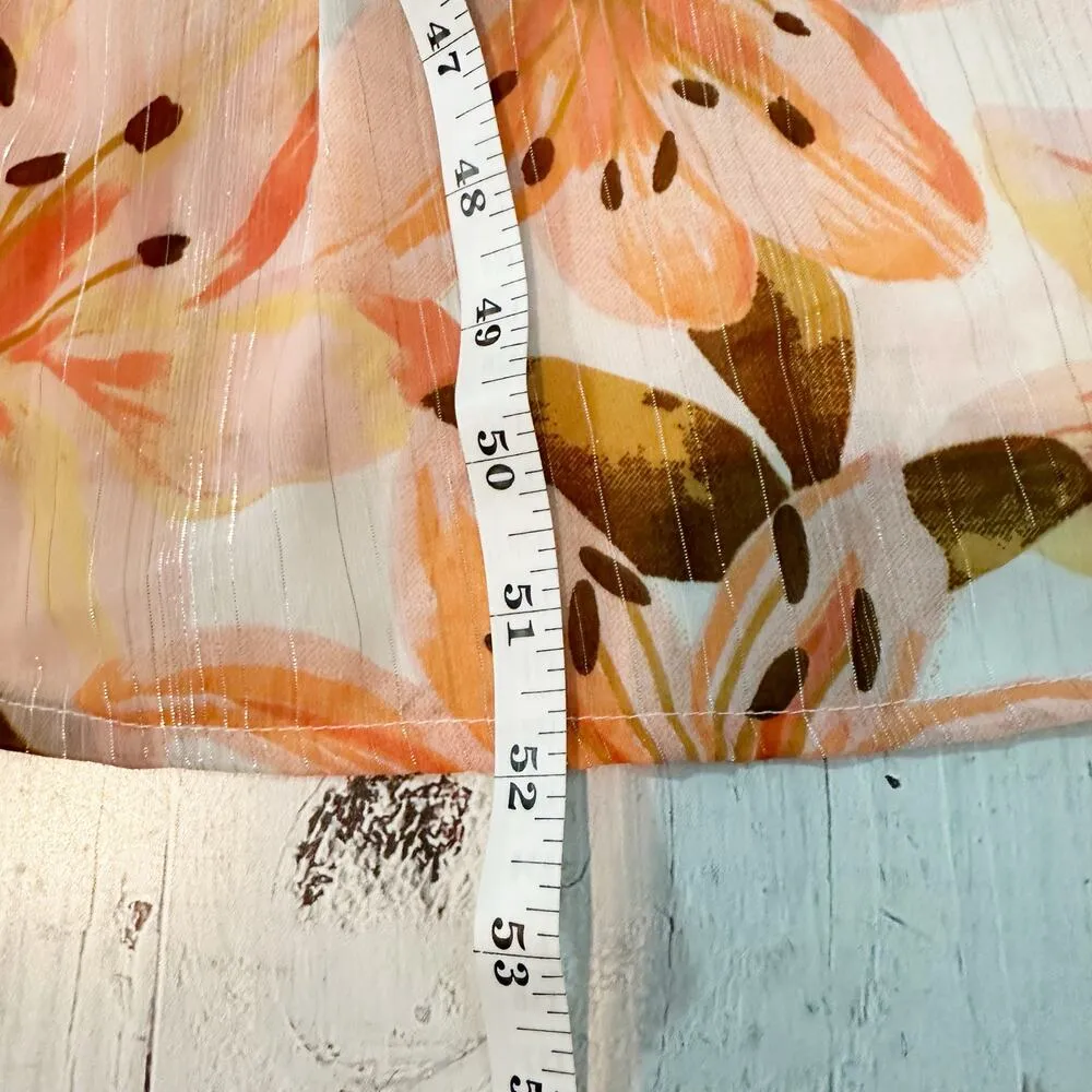 Harlow & Rose Tie Neck Tiered Metallic Midi Dress In Pink Size Medium Casual - Image 6