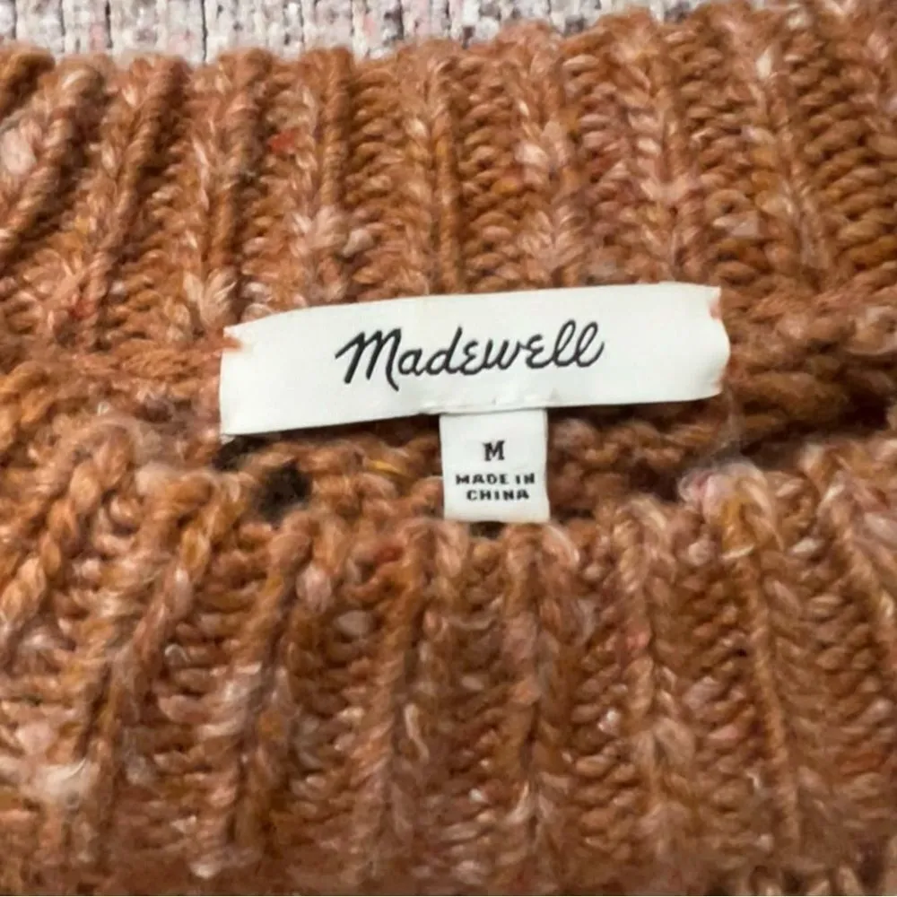 Madewell Pointelle Bubble-Sleeve Pullover Sweater Rust Brown Terra Cotta Medium - Image 11