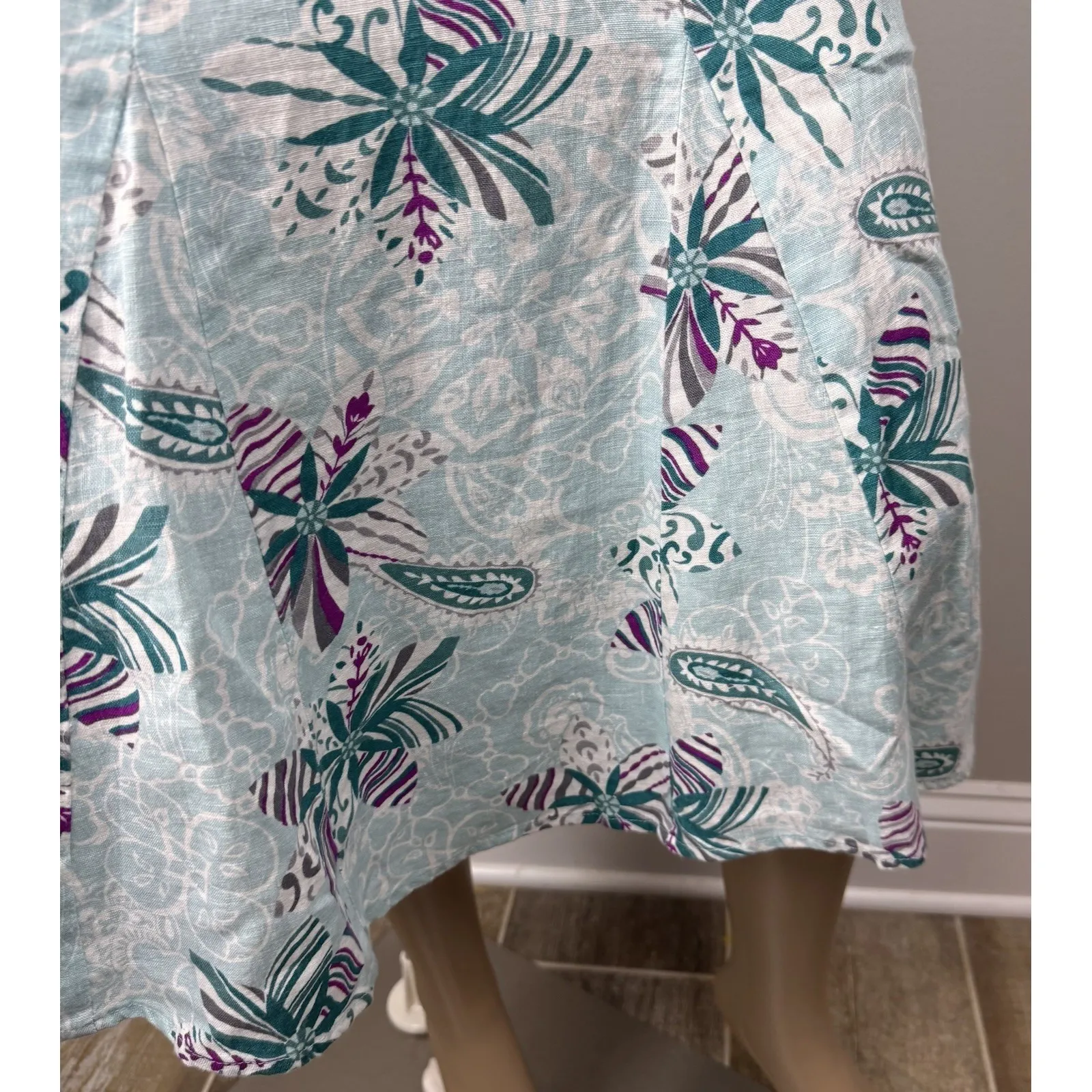 JM Collection Size‎ 10 A-Line Linen Side Zip Unlined Midi Length Women's Skirt - Image 6