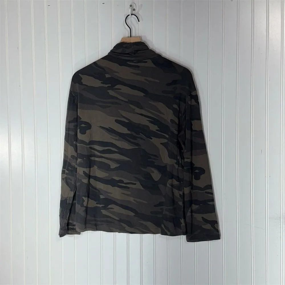 Nicole Miller New York Camo Print Cowl Neck Pullover Top Sz S Streetwear Grunge - Image 2