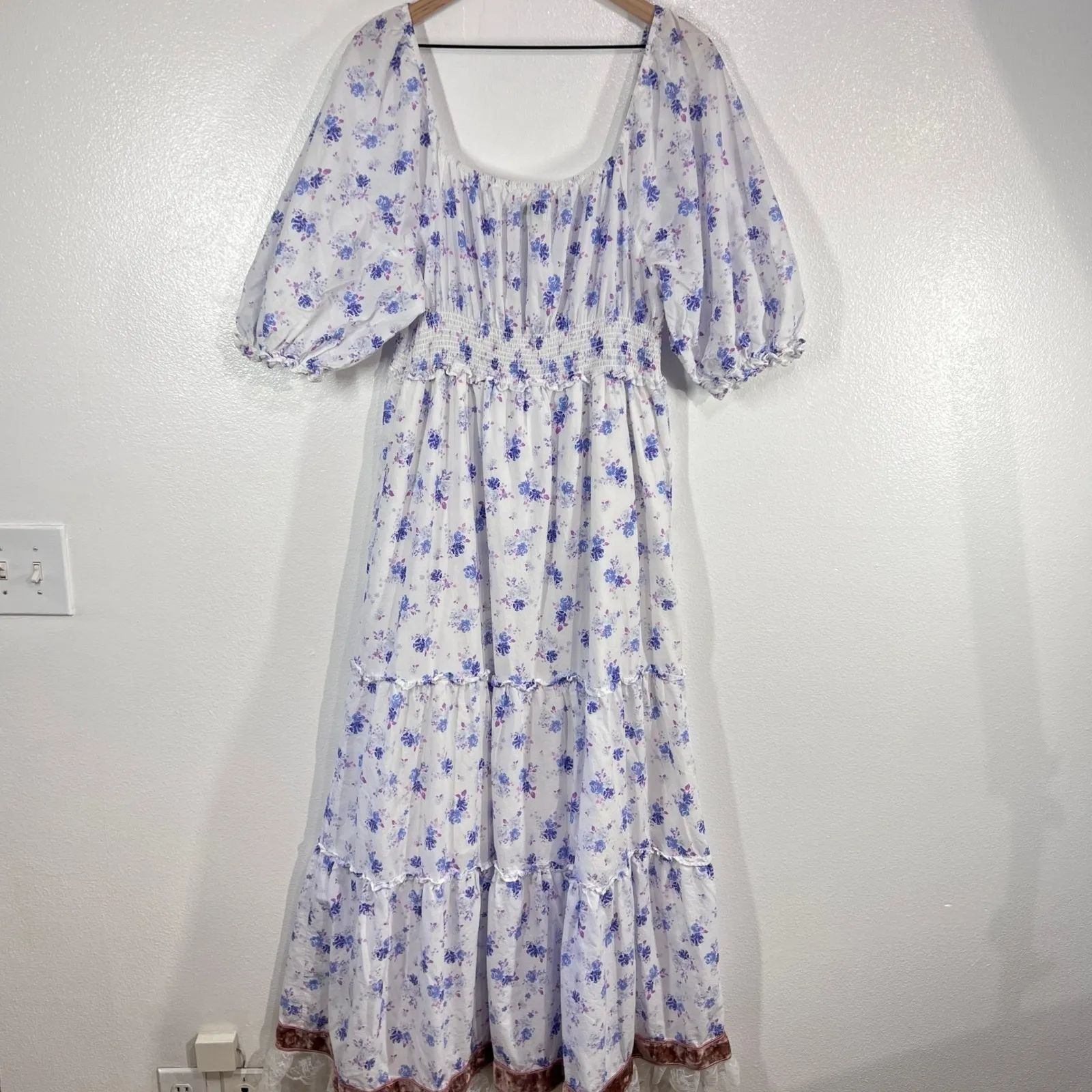 LoveShackFancy x Target Prairie Maxi Dress‎ XLFloral Puff Sleeve Lace Ruffle Hem - Image 2