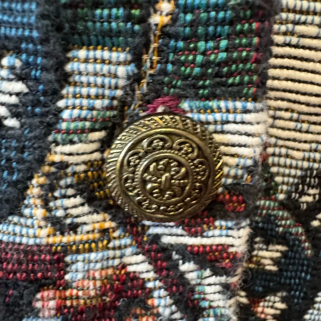 Vintage Christmas Tapestry Vest Winter Scene XL 90s Red - Image 8