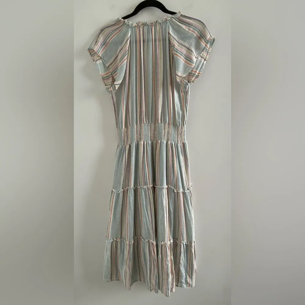 Rails Amellia Sag Harbour Stripe Linen Blend Tiered Midi Dress Size XS - Image 8