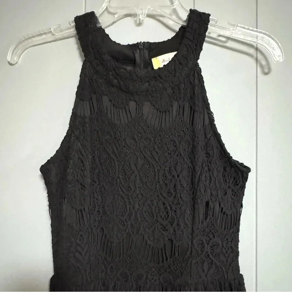 ALTAR’D STATE Black Lace Halter Neck Sleeveless Dress with Mesh Inserts Size XS - Image 3