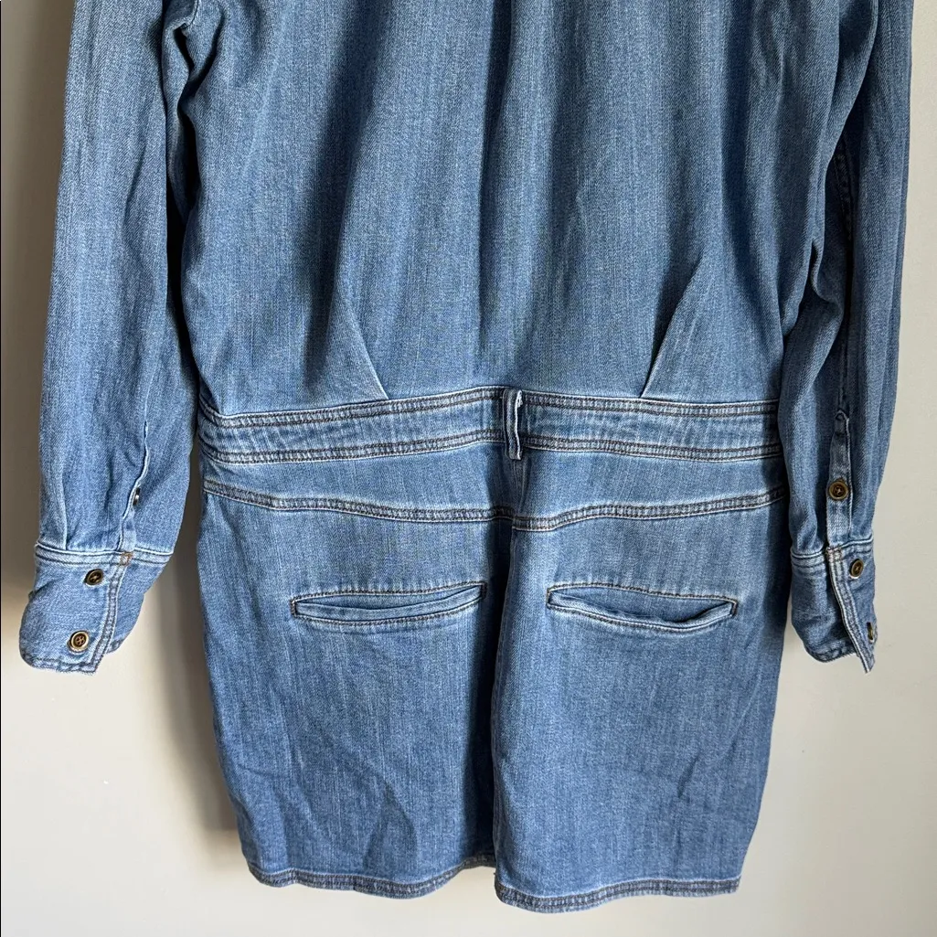 Anthropologie Pilcro Long-Sleeve Denim Micro Mini Shirt Dress Large - Image 9