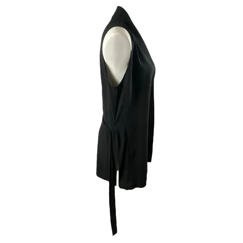 Eileen Fisher Long Line Georgette Silk Crepe High Collar Vest - Image 4