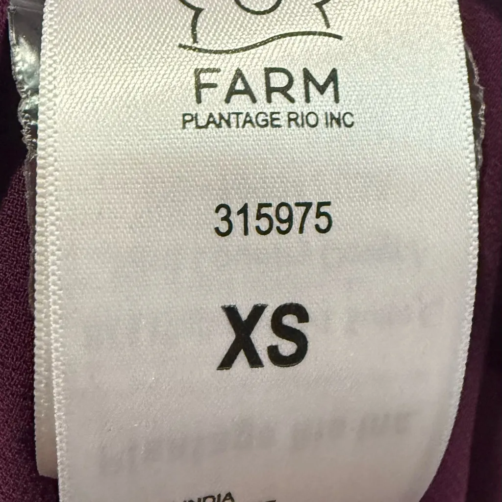 New FARM RIO Ruffled Pleated Burgundy Purple Peplum Blouse Sheer Sleeve Top XS - Image 7