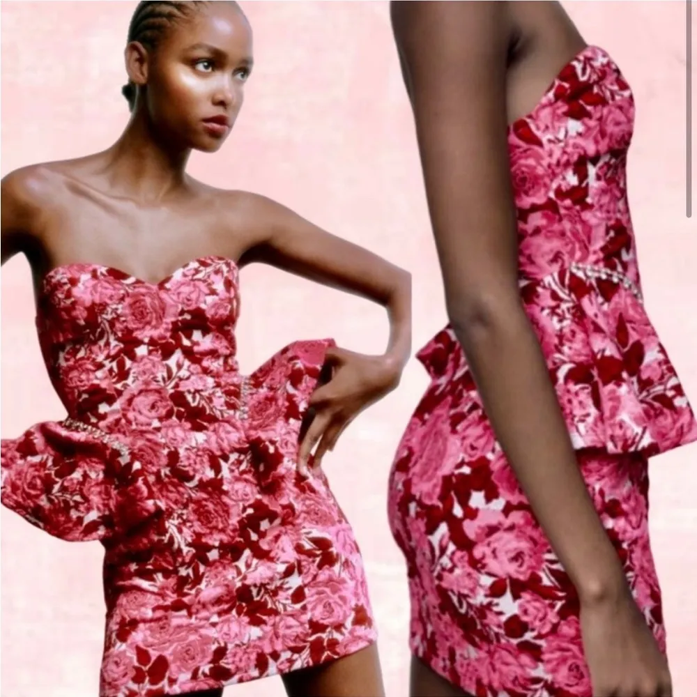 Zara Floral Jacquard Dress - Image 4