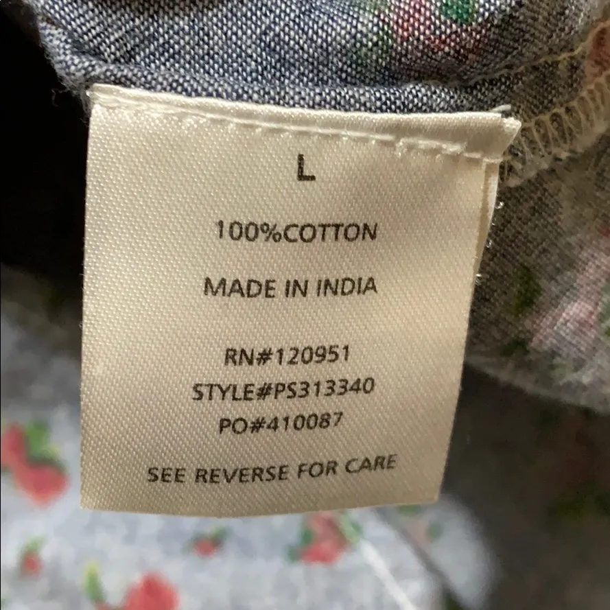 Floral denim button up Size L - Image 6