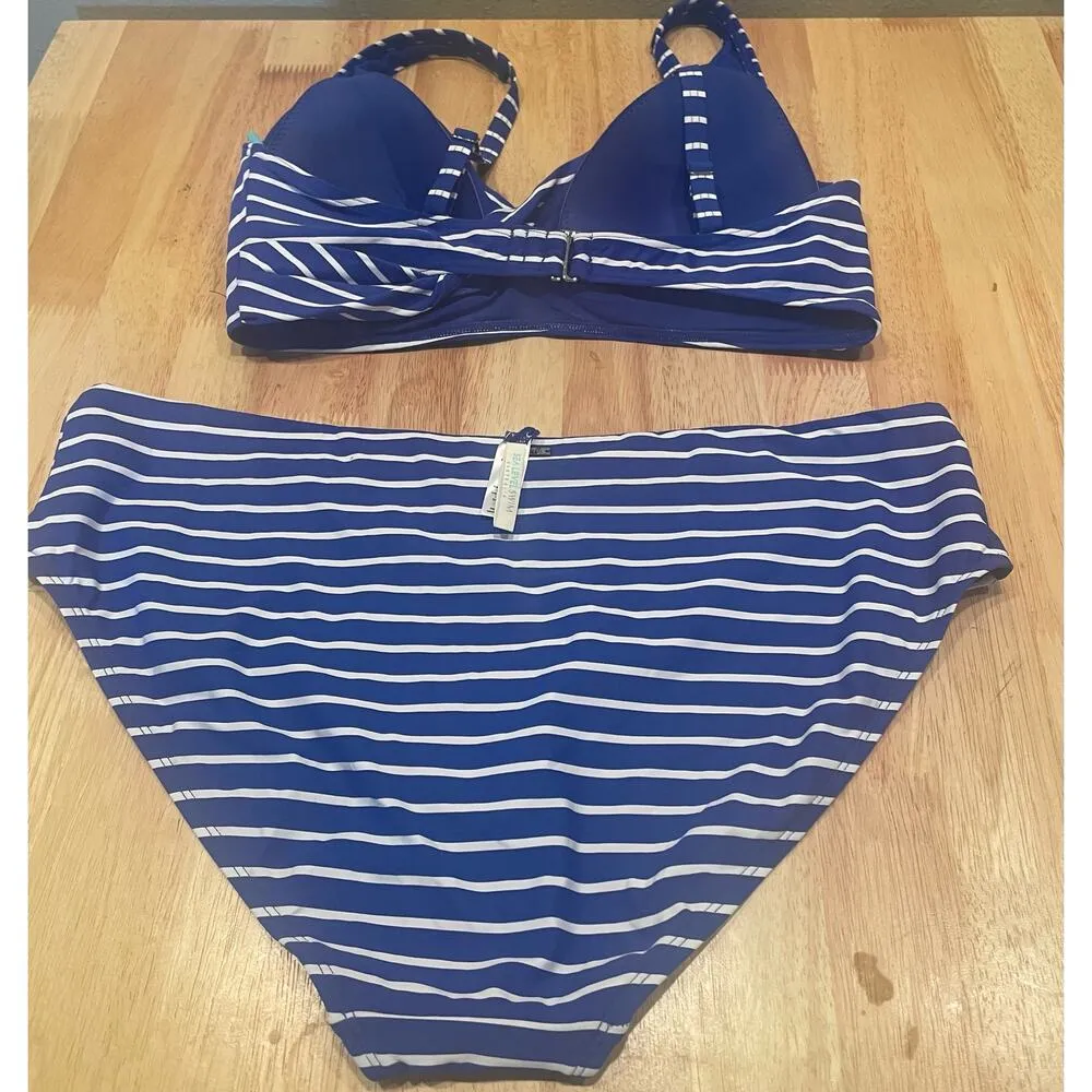 Sea Level MultiCross Suit TOP, size 12, MultiFit Chamarel Square Neck Bra, $25 Blue - Image 2