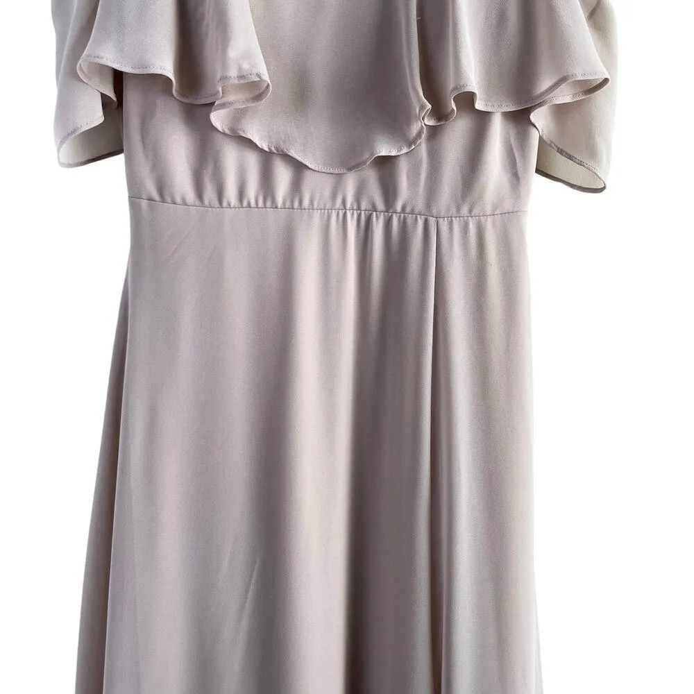Birdy Grey Jane Convertible Chiffon‎ Maxi Bridesmaid Dress with Slit in Taupe, S - Image 7