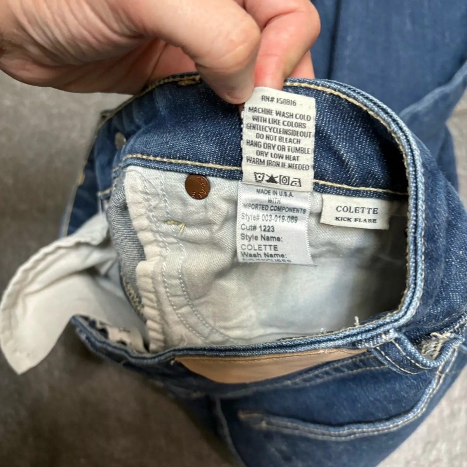 Trave Colette Kick Flare Jeans 27 High Rise Raw Hem Cropped Denim No Excuses Blue - Image 11